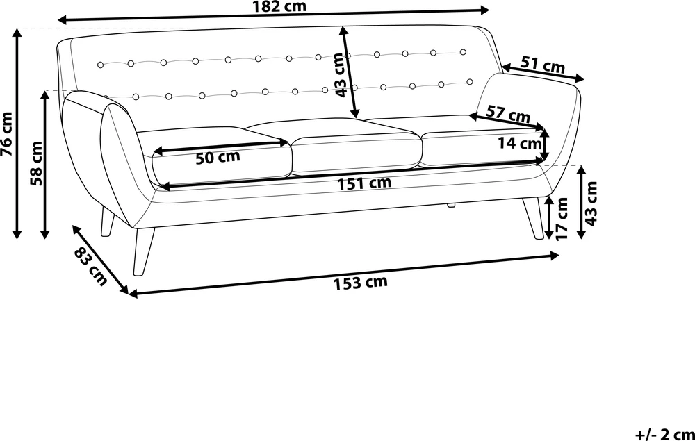 Beliani Trivietė sofa MOTALA, smėlio spalvos