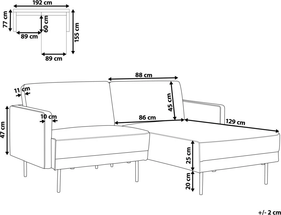 Beliani 2 vietų kampinė sofa BREDA tamsiai žalia kairinė