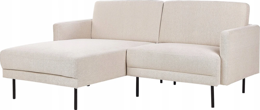Beliani 2 vietų kampinė sofa BREDA, šviesiai smėlio spalvos, dešininė