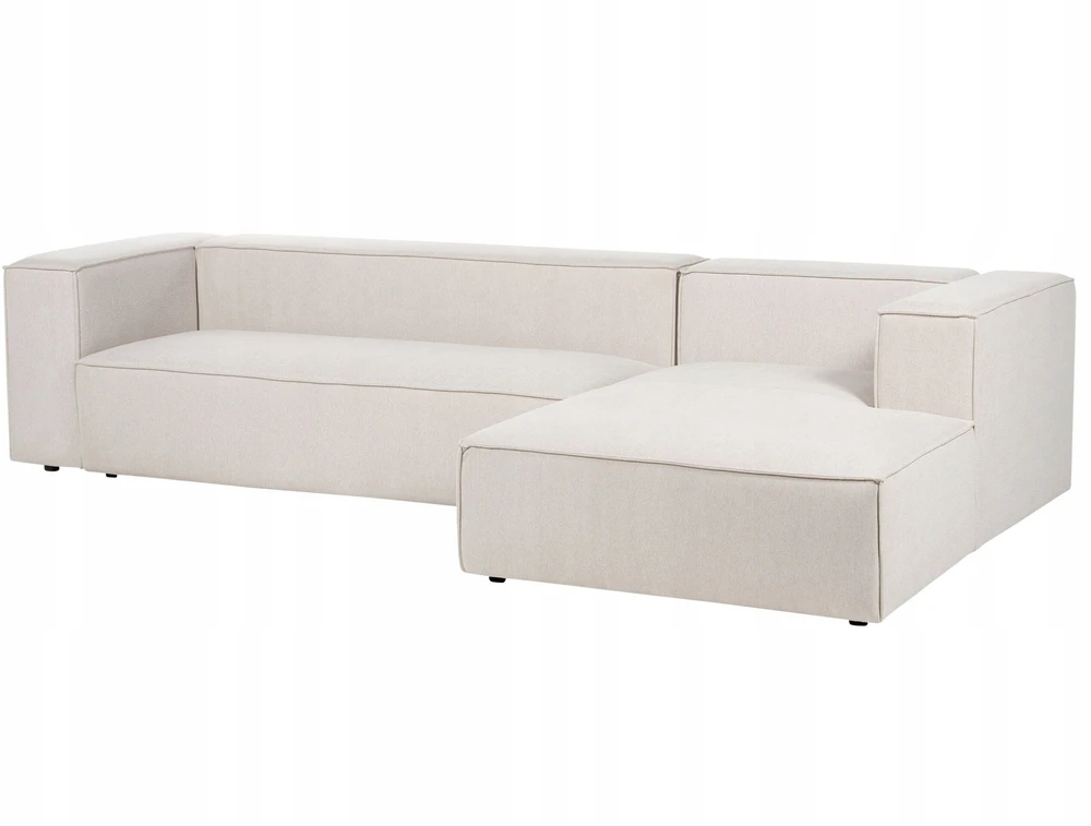 Beliani Kamninė sofa VERNON 3 asmenų, šviesiai smėlio spalvos, kairinė