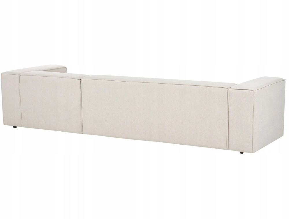 Beliani Kamninė sofa VERNON 3 asmenų, šviesiai smėlio spalvos, kairinė