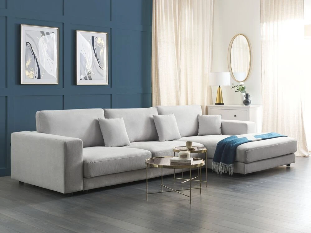 Beliani Kampinė sofa 5 asmenims LOFOTEN Šviesiai pilka Kairinė