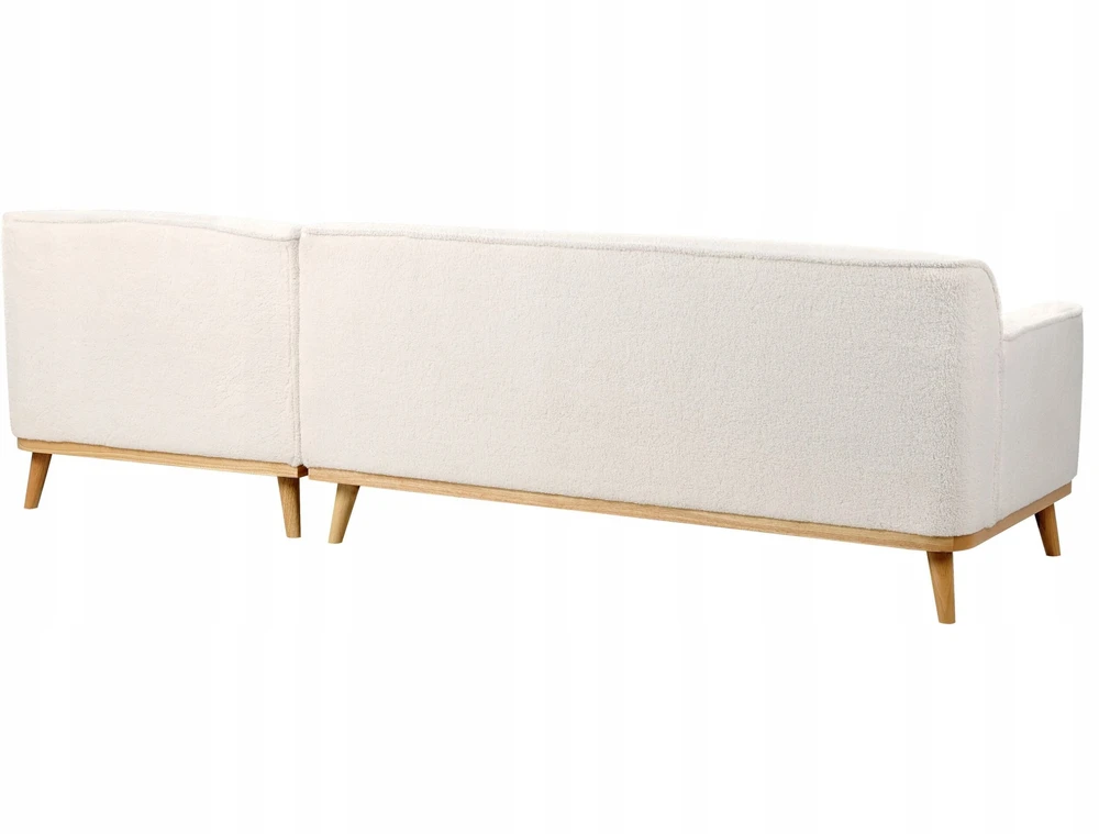 Beliani Trivietė kampinė sofa SIMOS Boucle balta kairinė