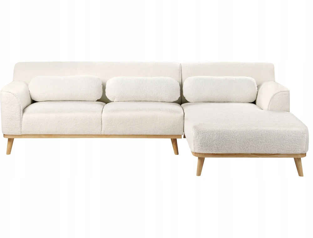 Beliani Trivietė kampinė sofa SIMOS Boucle balta kairinė