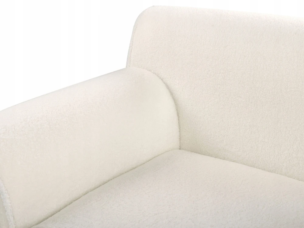 Beliani 3 asmenų kampinė sofa SIMOS, bouclé audinys, balta, dešininė