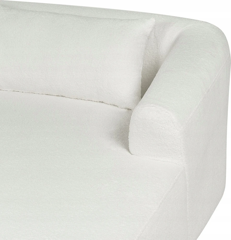 Beliani Trivietė kampinė sofa SVANSELE, bouclé audinys, kreminė balta, dešininė