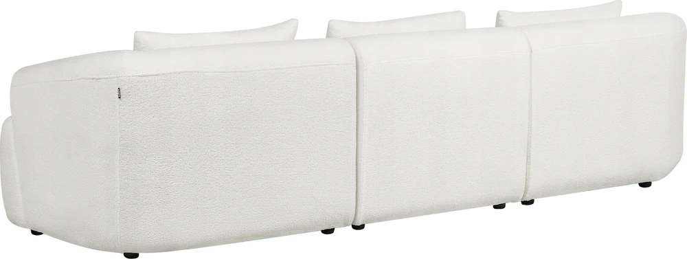 Beliani Trivietė kampinė sofa SVANSELE, bouclé audinys, kreminė balta, dešininė