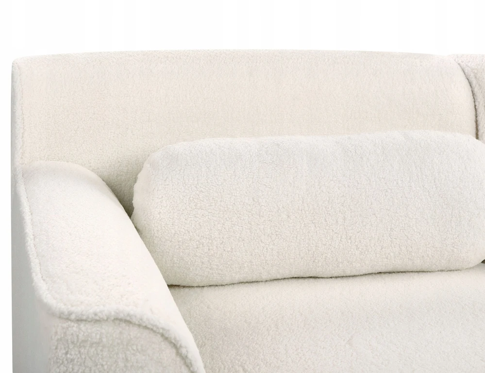 Beliani 3 asmenų kampinė sofa SIMOS, bouclé audinys, balta, dešininė