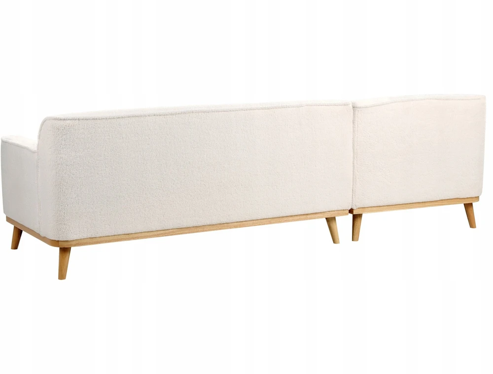 Beliani 3 asmenų kampinė sofa SIMOS, bouclé audinys, balta, dešininė