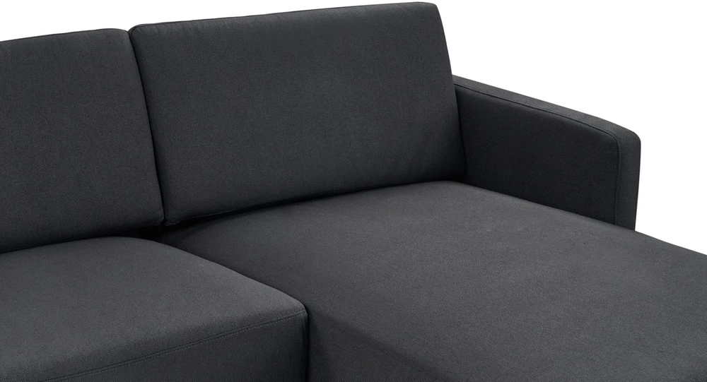 Beliani Kampinė sofa 2 asmenims BREDA, juoda, kairinė