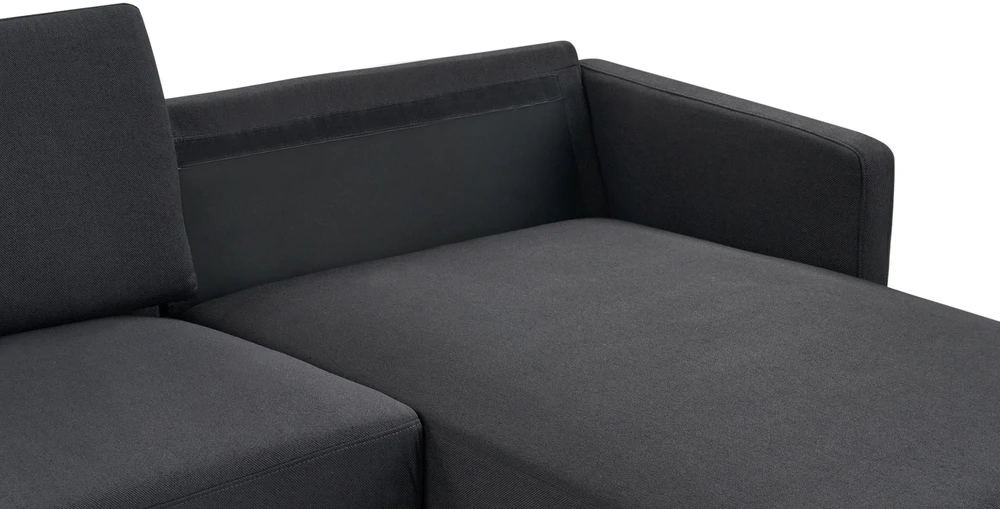Beliani Kampinė sofa 2 asmenims BREDA, juoda, kairinė