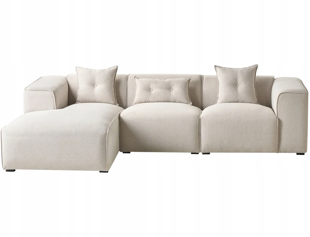 Beliani Trivietė kampinė sofa DOLVA šviesiai smėlio spalvos dešininė