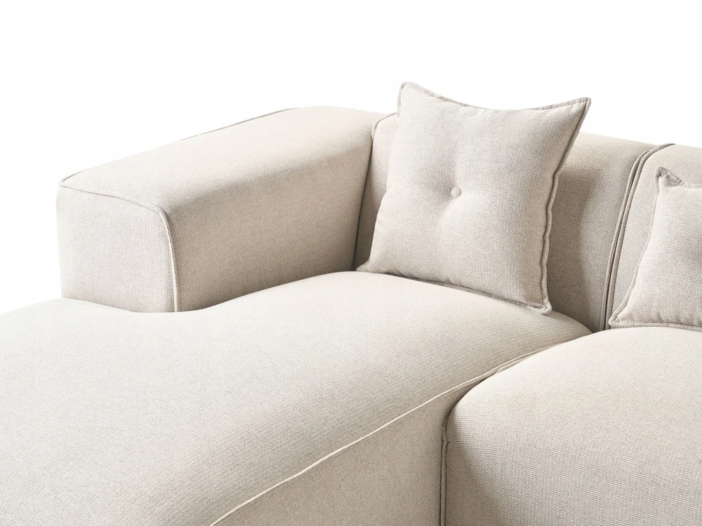 Beliani Trivietė kampinė sofa DOLVA šviesiai smėlio spalvos dešininė