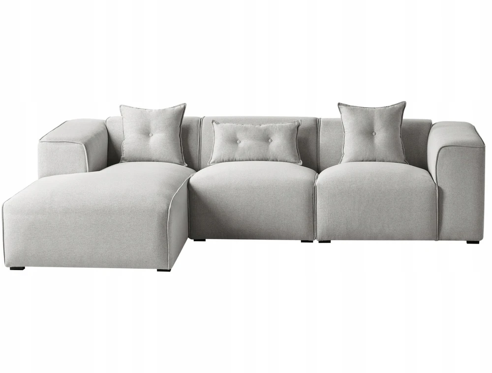Beliani 3-vietė kampinė sofa DOLVA šviesiai pilka, dešininė