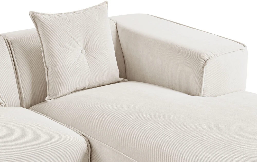 Beliani 3 vietų kampinė sofa DOLVA, velvetas, kreminė balta, kairinė