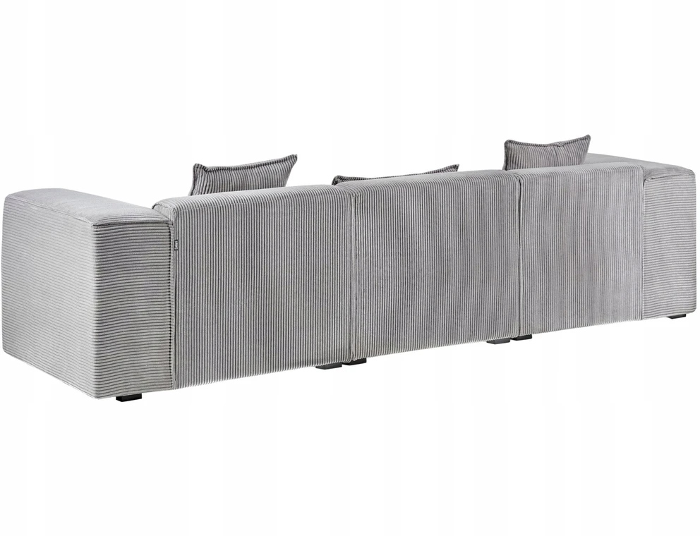 Beliani Trijų vietų kampinė sofa DOLVA, velvetas, šviesiai pilka, dešininė