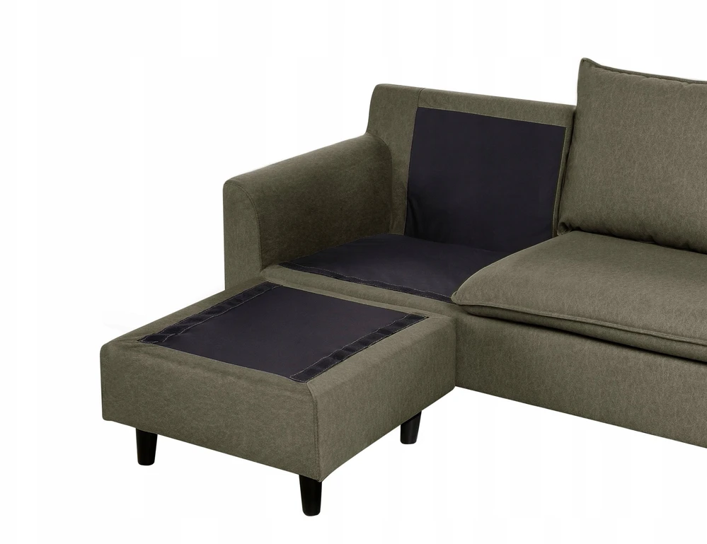 Beliani Trivietė kampinė sofa ELVENES Veliūrinė Tamsiai žalia Dešininė