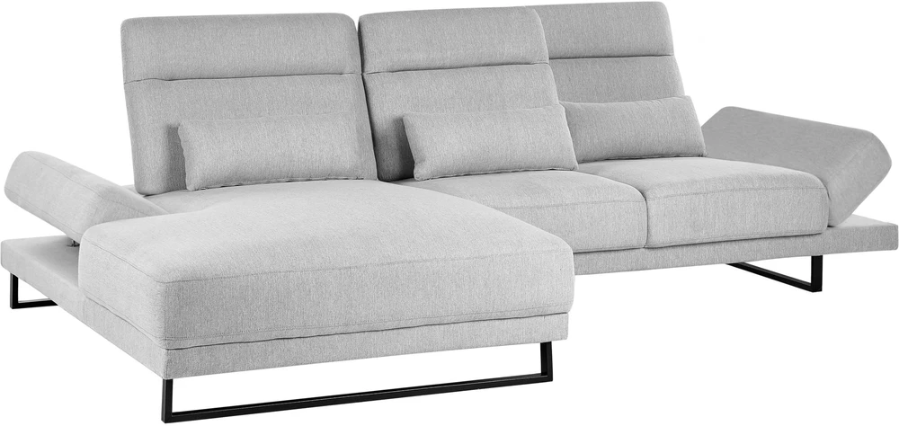 Beliani 4 vietų kampinė sofa IKAST šviesiai pilkos spalvos dešininė