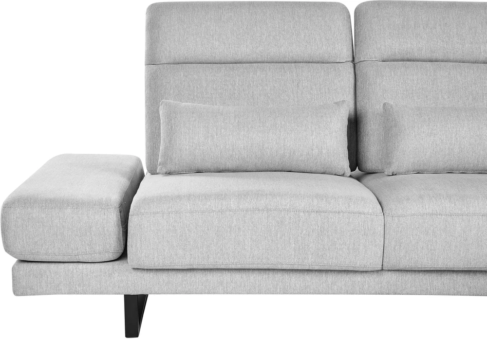 Beliani 4 vietų kampinė sofa IKAST šviesiai pilkos spalvos dešininė