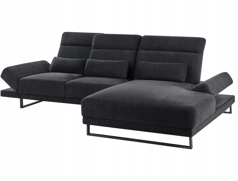 Beliani 4 vietų kampinė sofa IKAST juoda kairinė