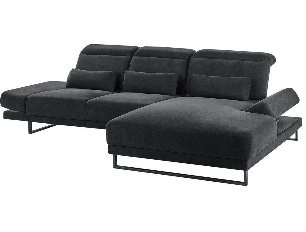 Beliani 4 vietų kampinė sofa IKAST juoda kairinė