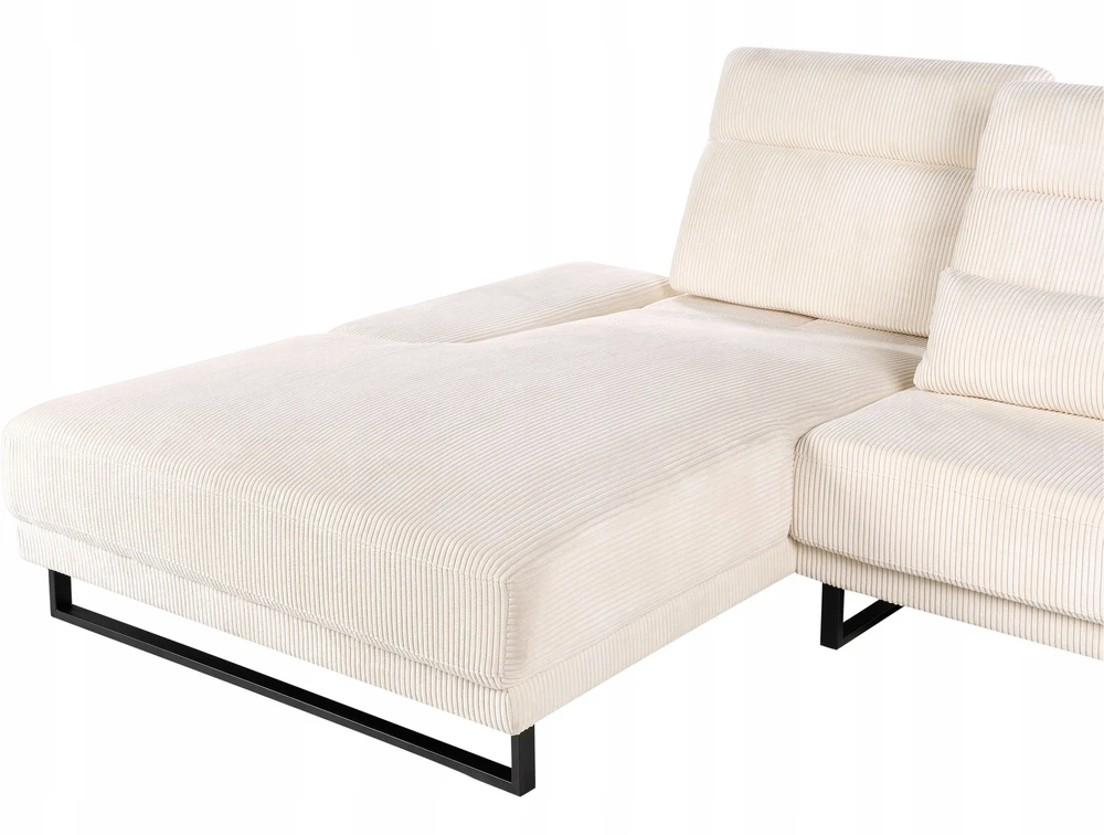 Beliani 4 vietų kampinė sofa IKAST, velveto audinys, smėlio spalvos, dešininė