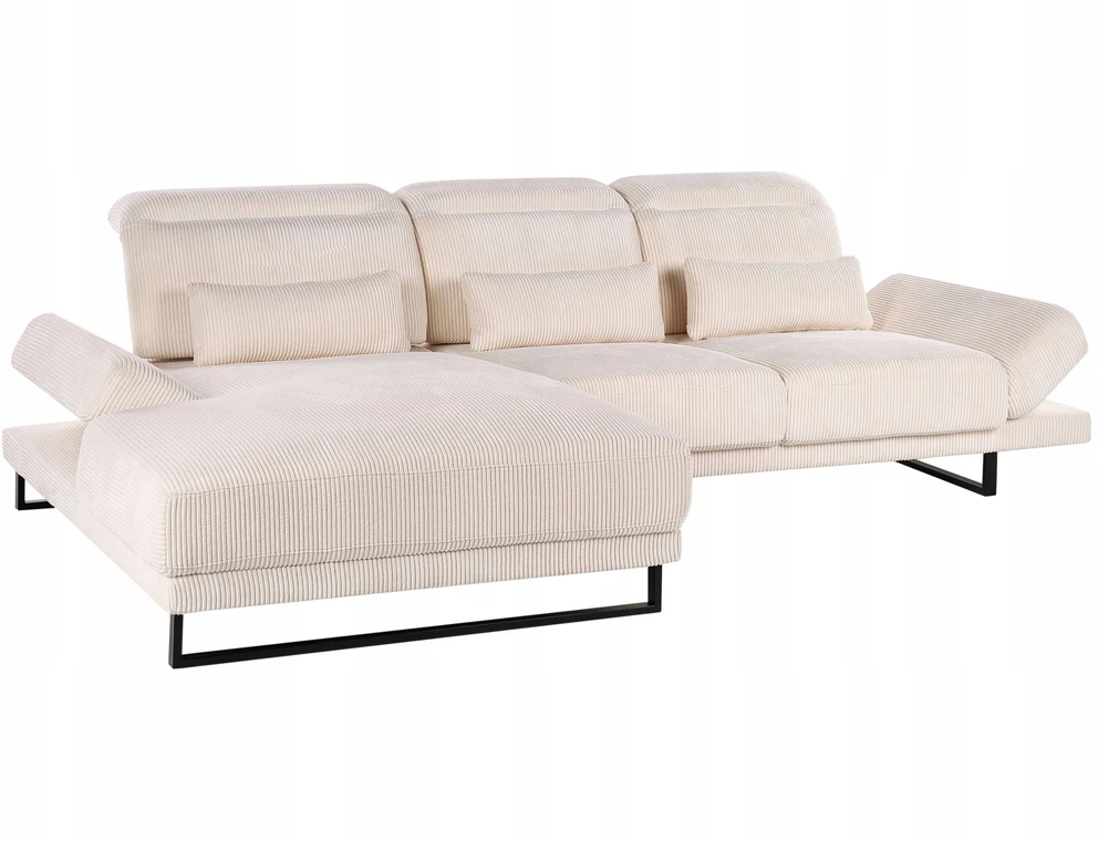 Beliani 4 vietų kampinė sofa IKAST, velveto audinys, smėlio spalvos, dešininė