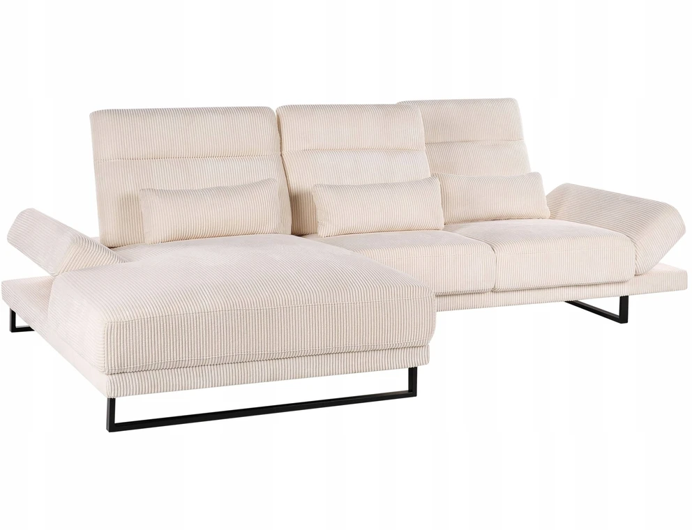Beliani 4 vietų kampinė sofa IKAST, velveto audinys, smėlio spalvos, dešininė