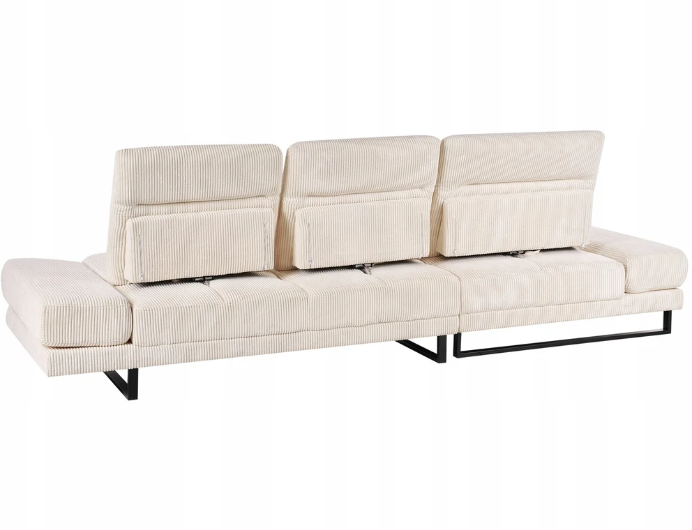 Beliani 4 vietų kampinė sofa IKAST, velveto audinys, smėlio spalvos, dešininė