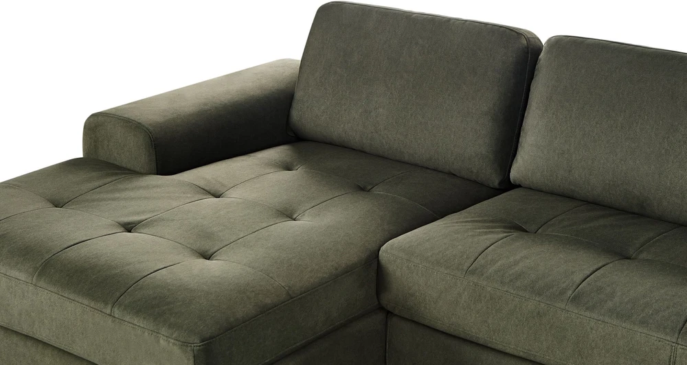 Beliani 4 vietų kampinė sofa KIRUNA, veliūras, tamsiai žalia, dešininė