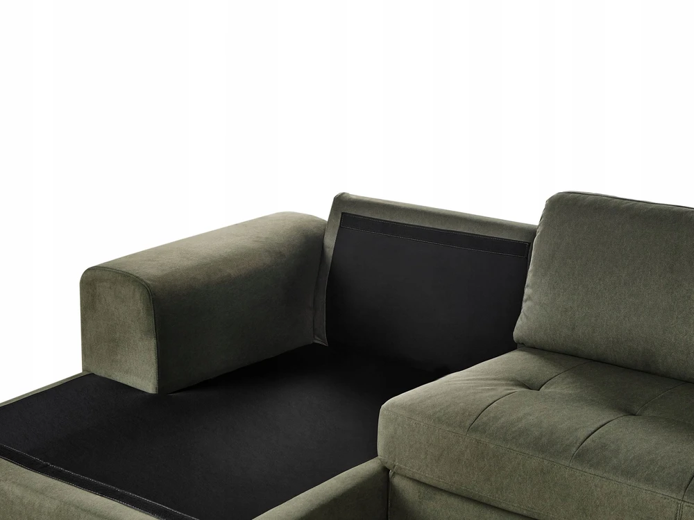 Beliani 4 vietų kampinė sofa KIRUNA, veliūras, tamsiai žalia, dešininė
