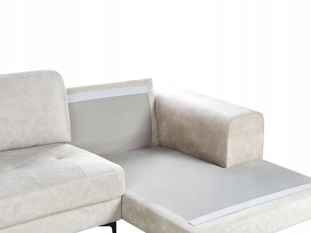 Beliani 4 asmenų kampinė sofa KIRUNA, veliūras, šviesiai smėlio spalvos, kairinė