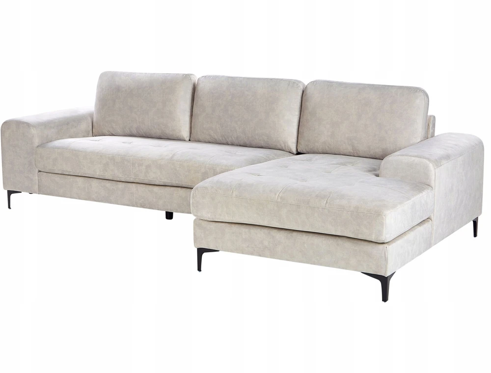 Beliani 4 asmenų kampinė sofa KIRUNA, veliūras, šviesiai smėlio spalvos, kairinė