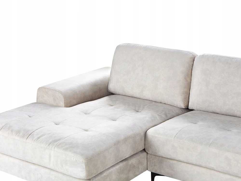Beliani 4 vietų kampinė sofa KIRUNA, veliūras, šviesiai smėlio spalvos, dešinė pusė