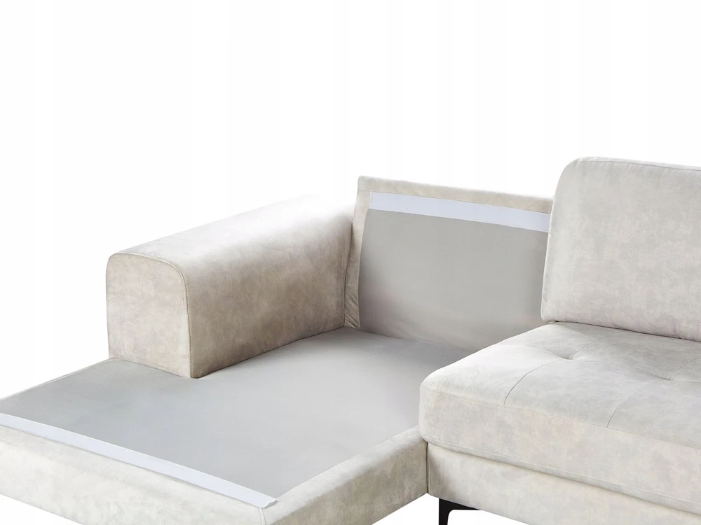 Beliani 4 vietų kampinė sofa KIRUNA, veliūras, šviesiai smėlio spalvos, dešinė pusė