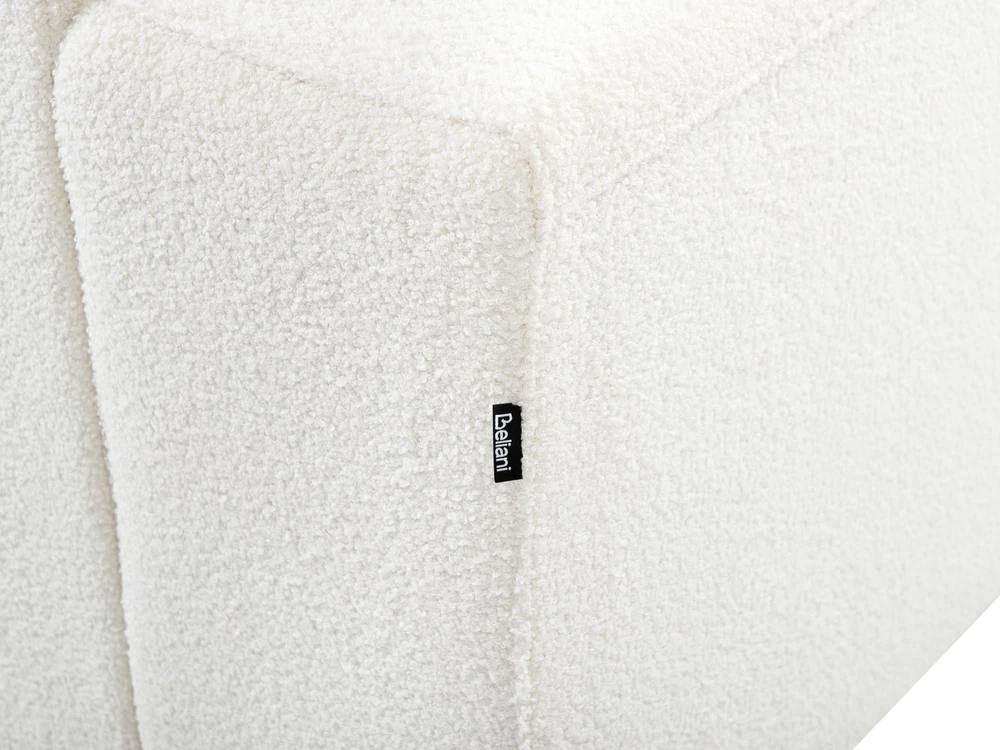 Beliani 4 vietų kampinė sofa LUNGO, „Boucle“ audinys, balta, su otomanu, kairinė