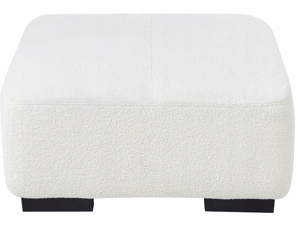 Beliani 4-vietė kampe sofa LUNGO Boucle, balta su otomanu, dešininė