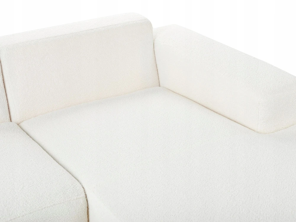 Beliani 4 vietų kampinė sofa LUNGO, „Boucle“, balta, kairinė