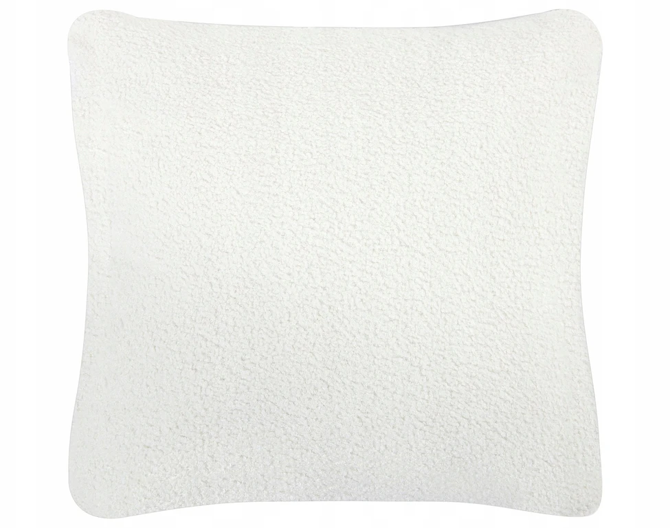 Beliani 4-vietė kampe sofa LUNGO Boucle, balta su otomanu, dešininė