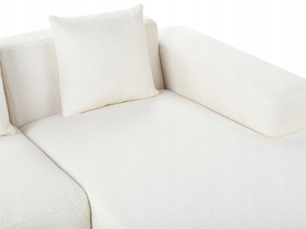 Beliani 4 vietų kampinė sofa LUNGO, „Boucle“, balta, kairinė