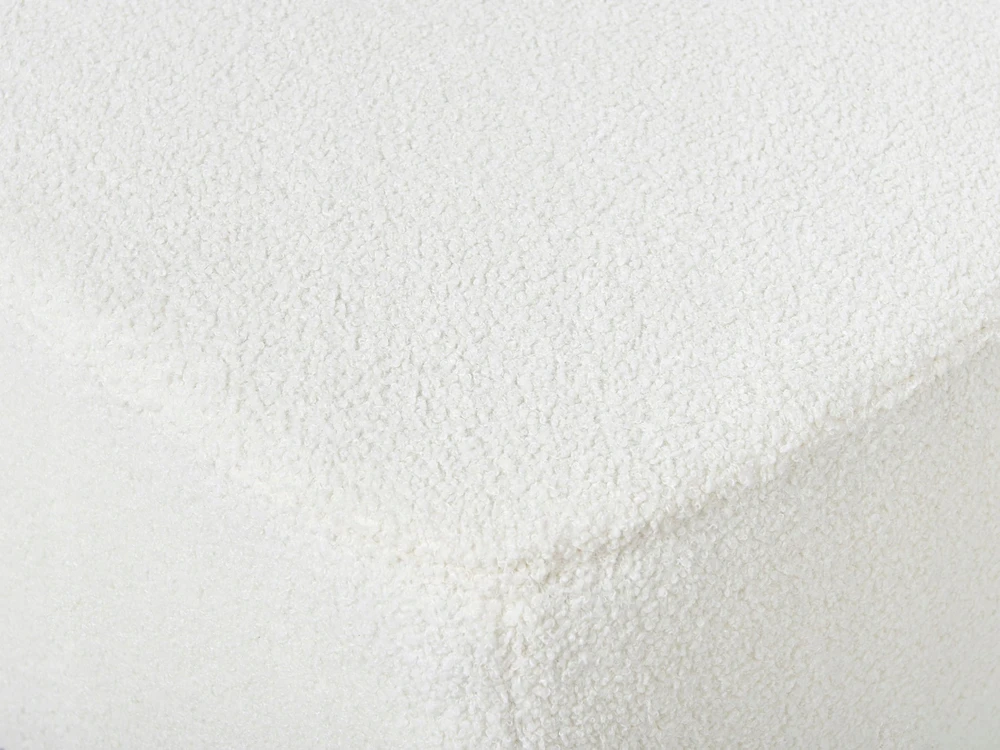 Beliani 4-vietė kampe sofa LUNGO Boucle, balta su otomanu, dešininė