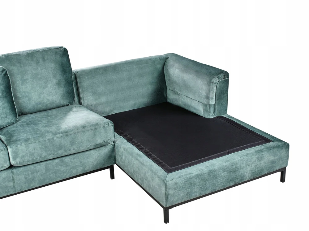 Beliani Kampinė sofa OSLO, 4 vietų, veliūrinė, lazūros mėlyna, kairinė