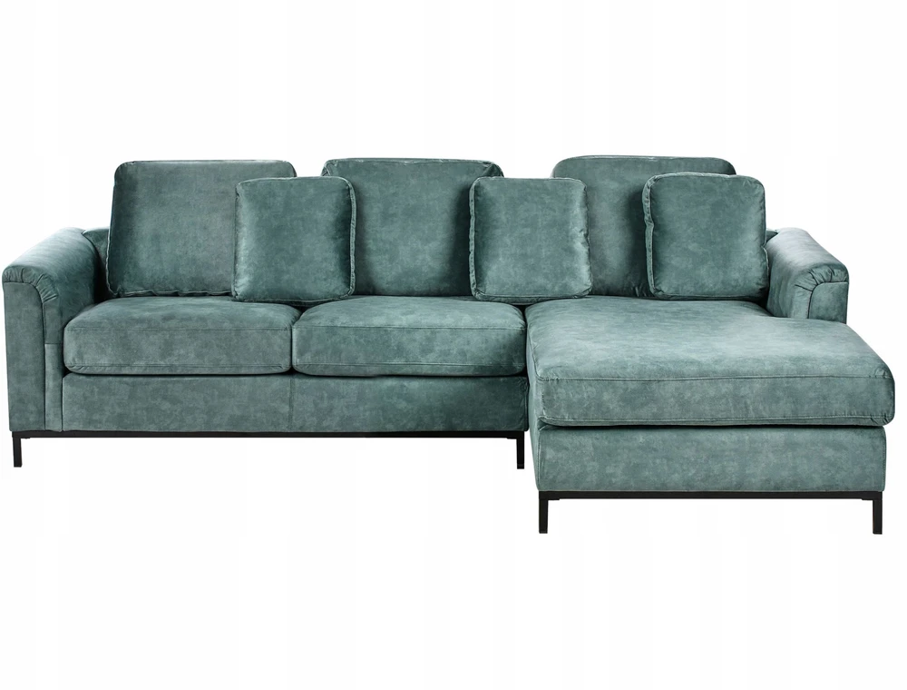 Beliani Kampinė sofa OSLO, 4 vietų, veliūrinė, lazūros mėlyna, kairinė