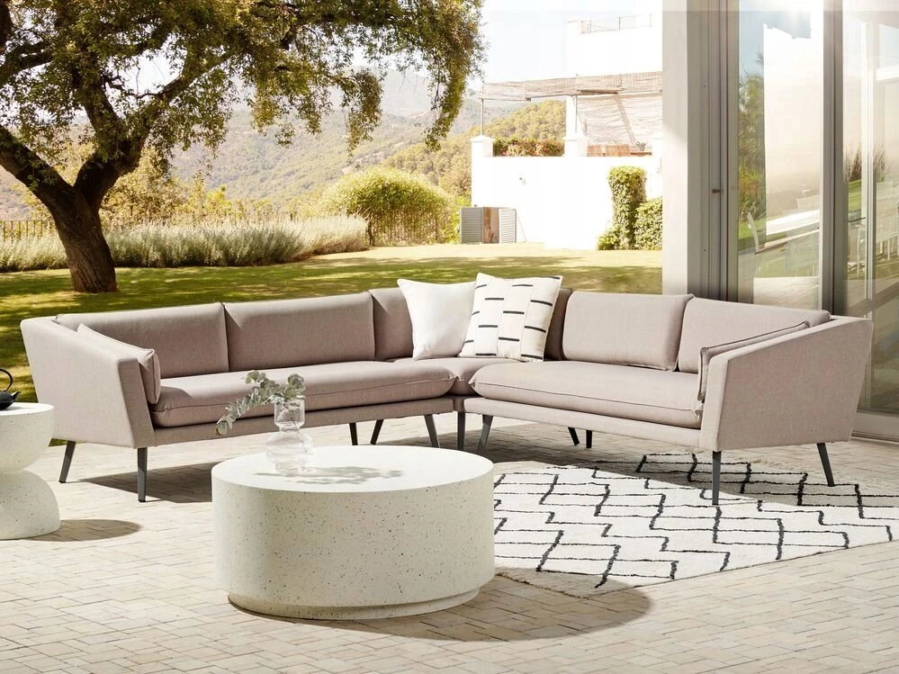 Beliani 5 vietų sodo kampinė sofa LORETELLO smėlio spalvos