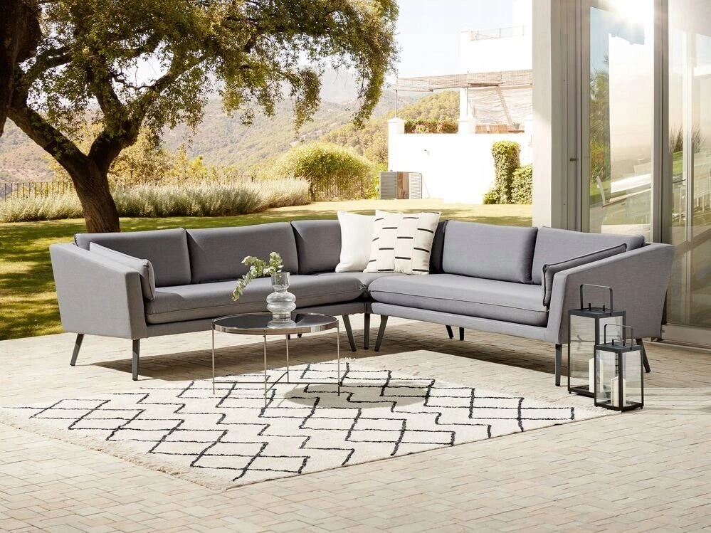 Beliani 5 vietų sodo kampinė sofa LORETELLO pilka