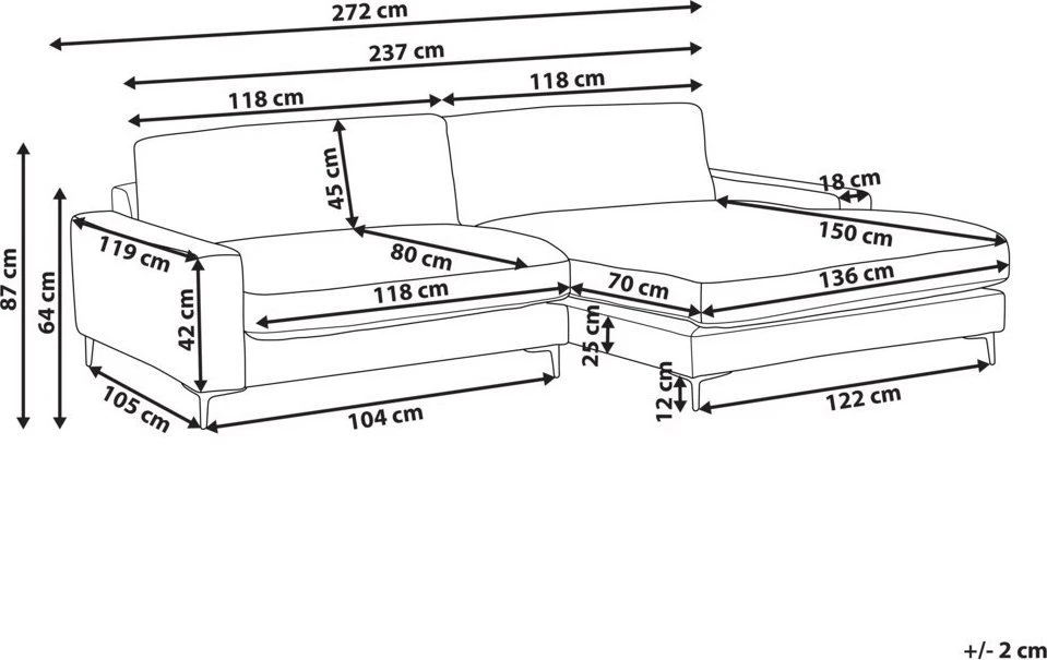Beliani Trivietė kampinė sofa MALOY, šenilas, kreminė balta, kairinė