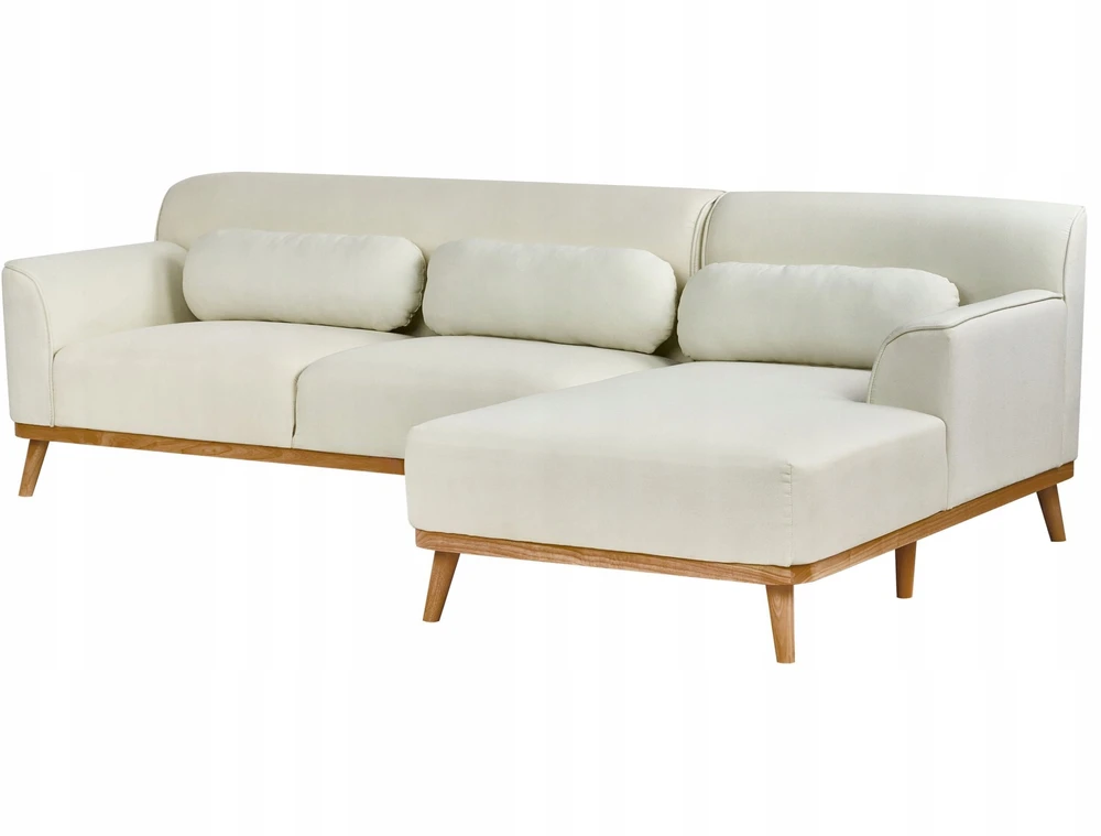 Beliani Trivietė kampinė sofa SIMOS, kreminė balta, kairinė
