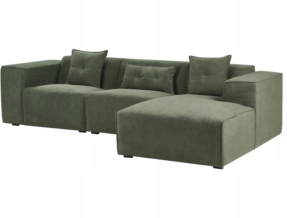 Beliani Trivietė kampinė sofa DOLVA, šenilinė, tamsiai žalia, kairinė