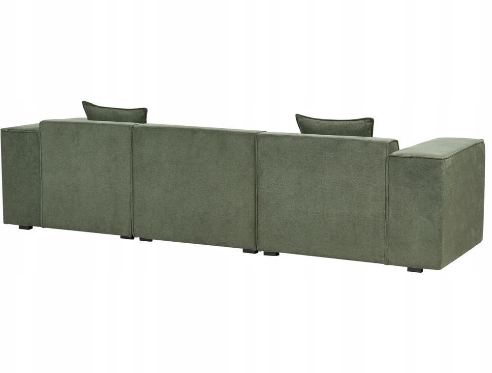 Beliani Trivietė kampinė sofa DOLVA, šenilinė, tamsiai žalia, kairinė