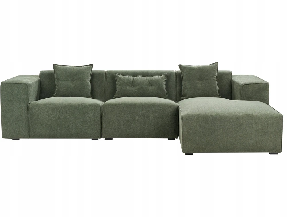 Beliani Trivietė kampinė sofa DOLVA, šenilinė, tamsiai žalia, kairinė